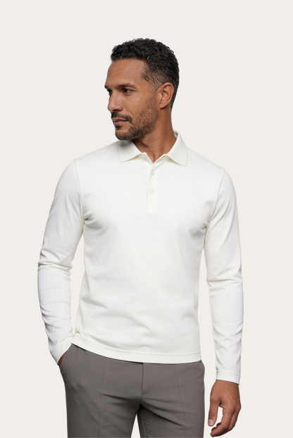 White Long Sleeve Polo