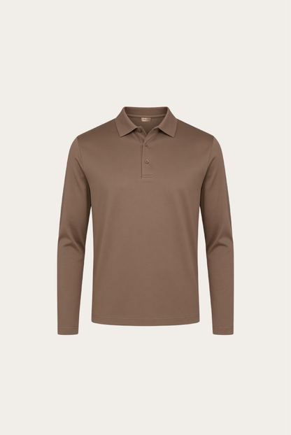 Taupe Long Sleeve Polo