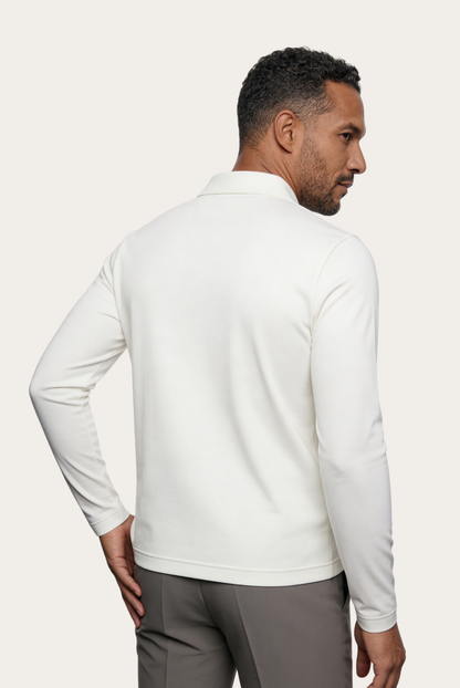 White Long Sleeve Polo