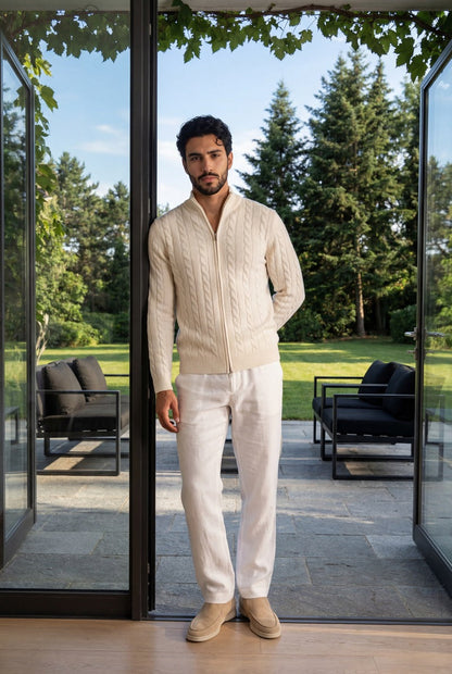 Cashmere Quarter Zip Beige
