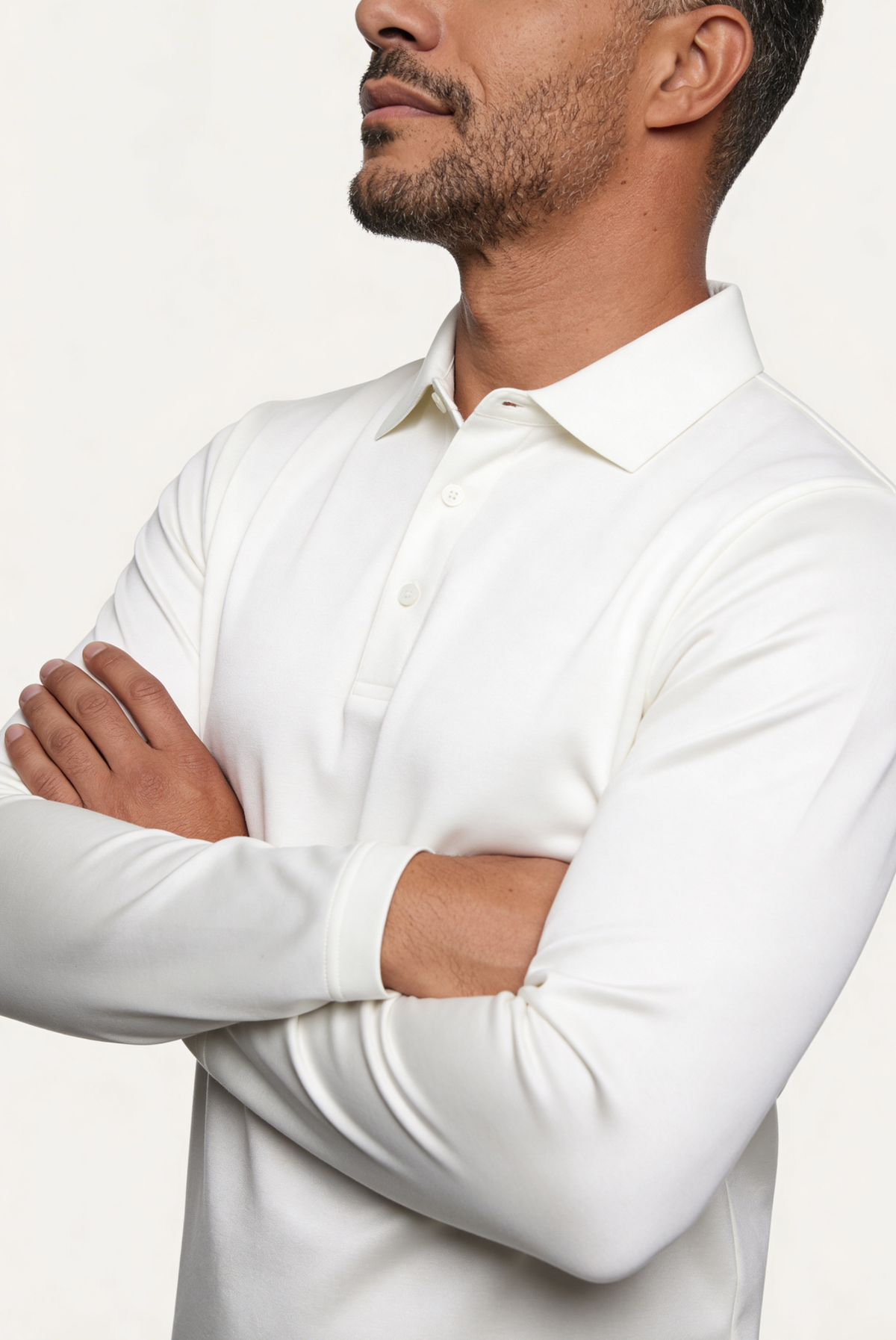 White Long Sleeve Polo