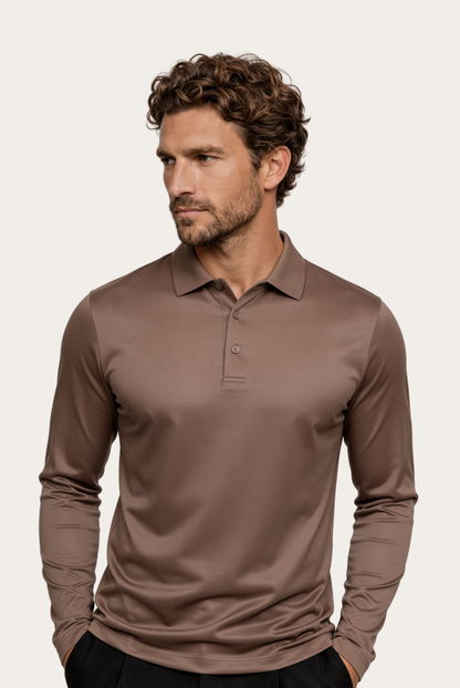 Taupe Long Sleeve Polo