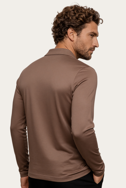 Taupe Long Sleeve Polo