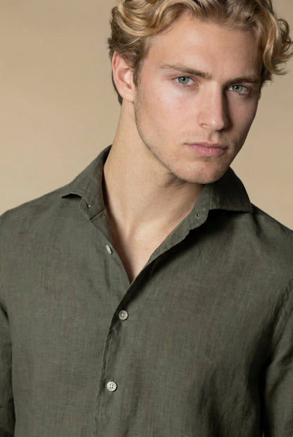 Amalfi Long Sleeve Linen Shirt Olive