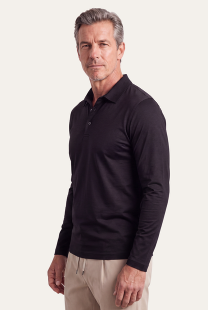 Black Long Sleeve Polo