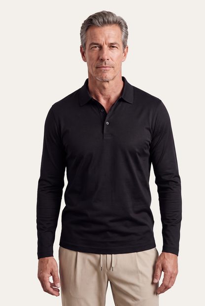 Black Long Sleeve Polo