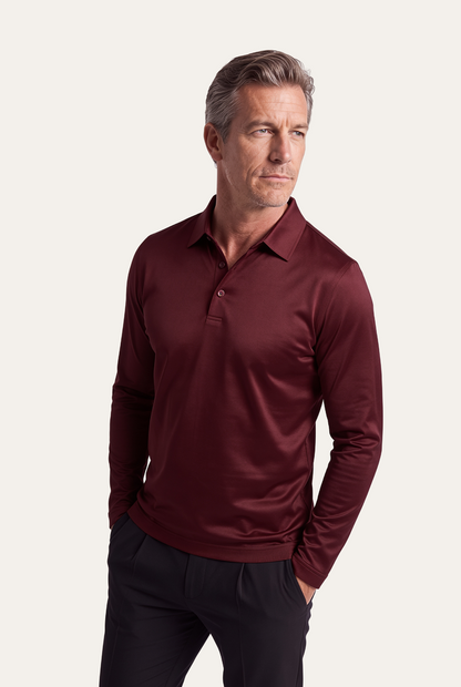 Burgundy Long Sleeve Polo