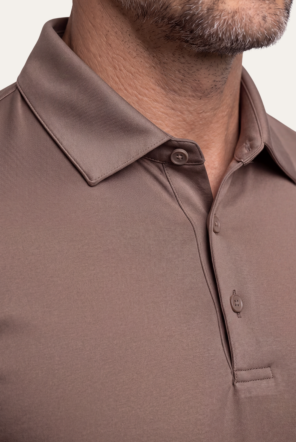 Taupe Long Sleeve Polo