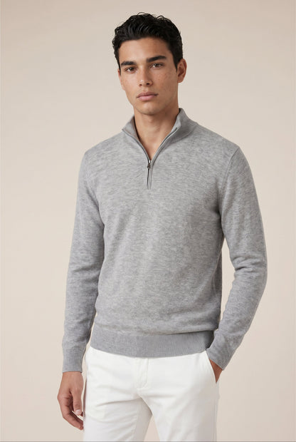 Quarter Zip Grey Marl