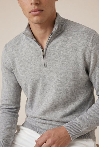 Quarter Zip Grey Marl
