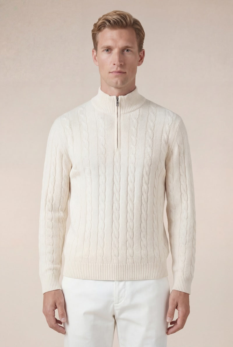 Cashmere Quarter Zip Beige