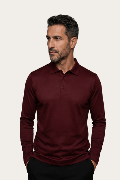 Burgundy Long Sleeve Polo