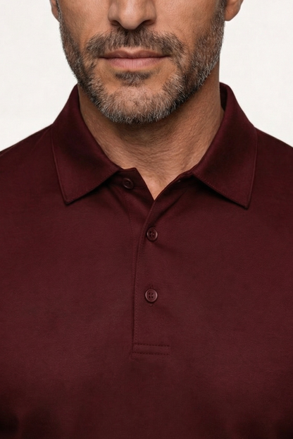 Burgundy Long Sleeve Polo