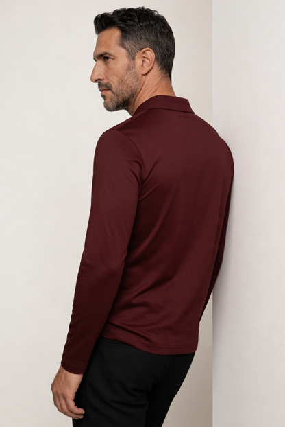 Burgundy Long Sleeve Polo