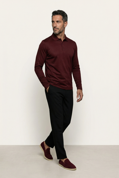 Burgundy Long Sleeve Polo