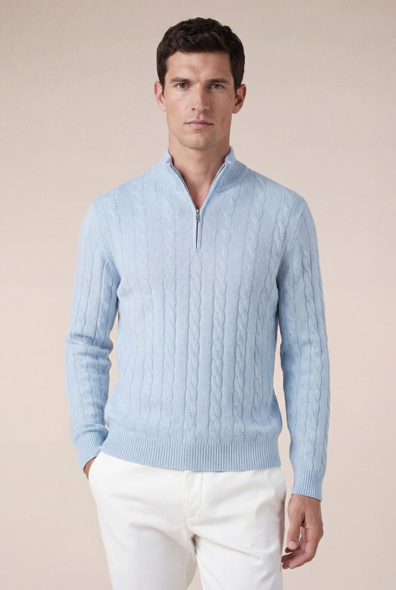 Cashmere Quarter Zip Baby Blue