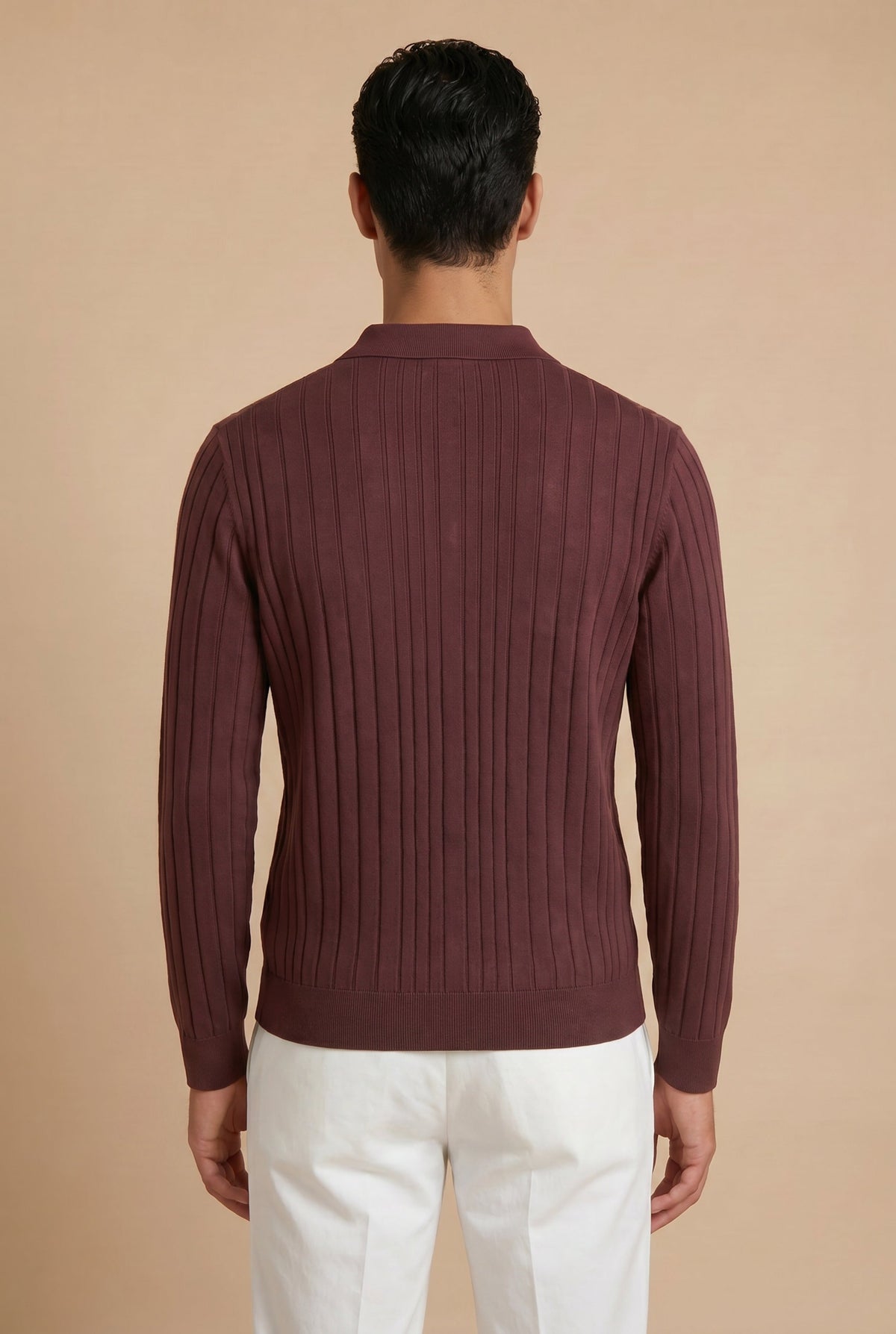 Extrafine Long Sleeve Polo Burgundy