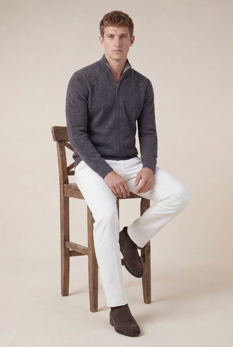 Cashmere Full-Zip Knit Black
