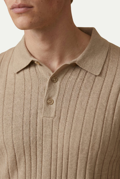 Extrafine Long Sleeve Polo Sand