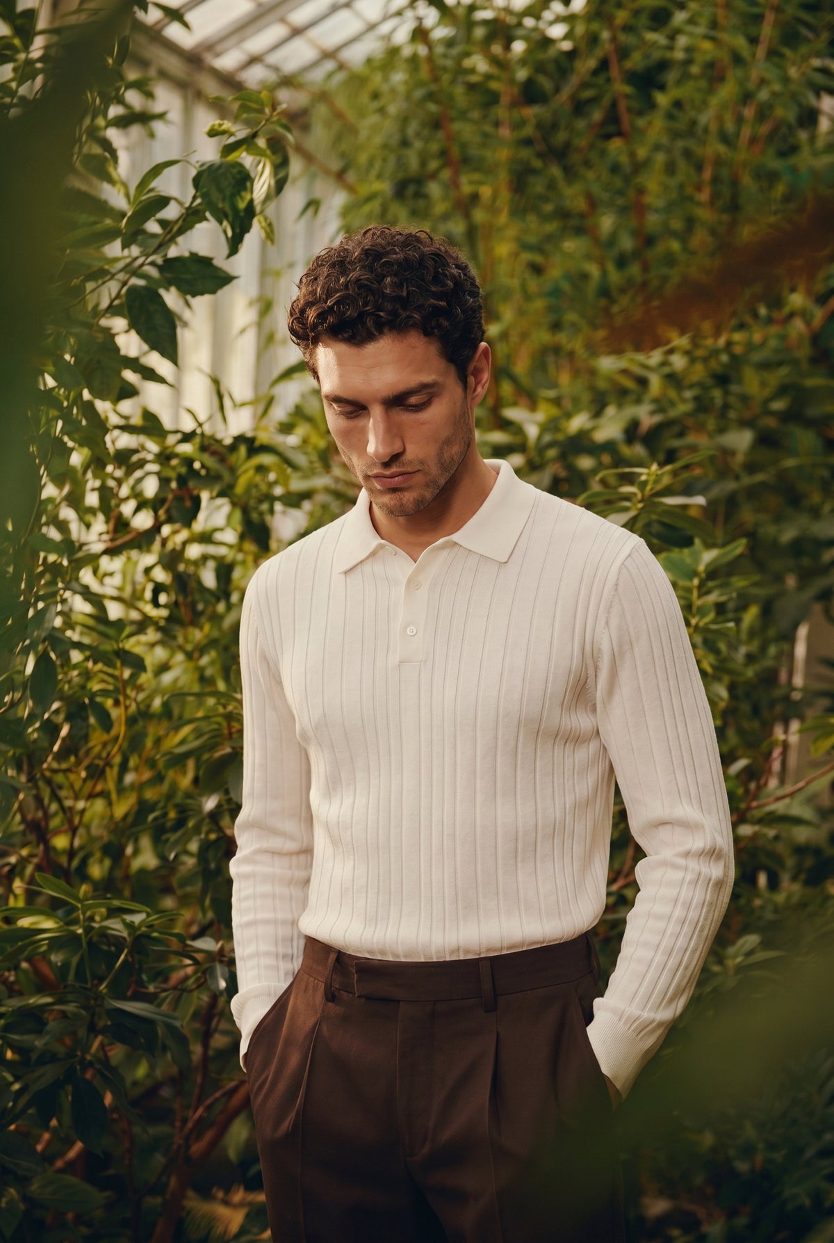 Extrafine Long Sleeve Polo White