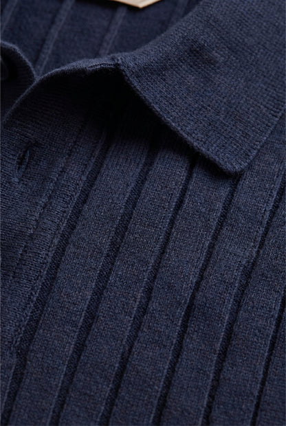 Extrafine Long Sleeve Polo Navy