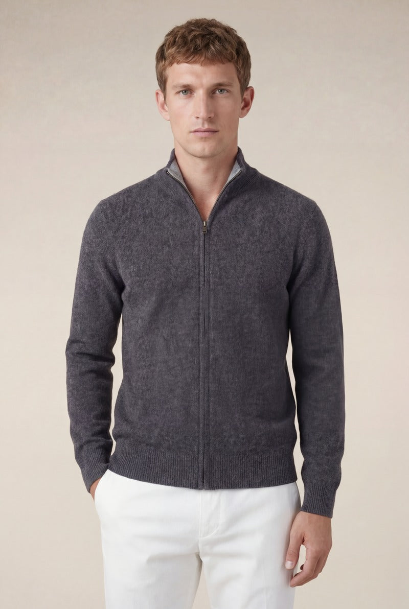Cashmere Full-Zip Knit Black
