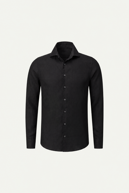 Amalfi Long Sleeve Linen Shirt Black