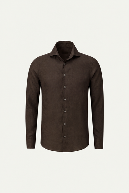 Amalfi Long Sleeve Linen Shirt Dark Brown