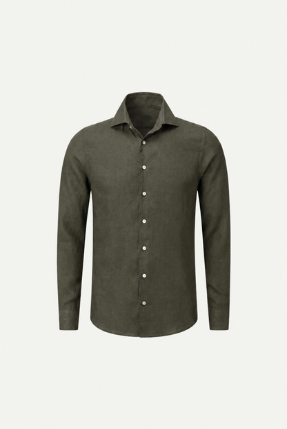Amalfi Long Sleeve Linen Shirt Olive
