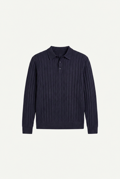 Extrafine Long Sleeve Polo Navy