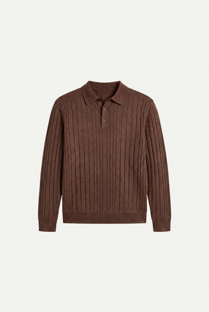 Extrafine Long Sleeve Polo Chocolate