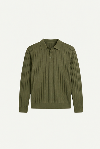 Extrafine Long Sleeve Polo Olive
