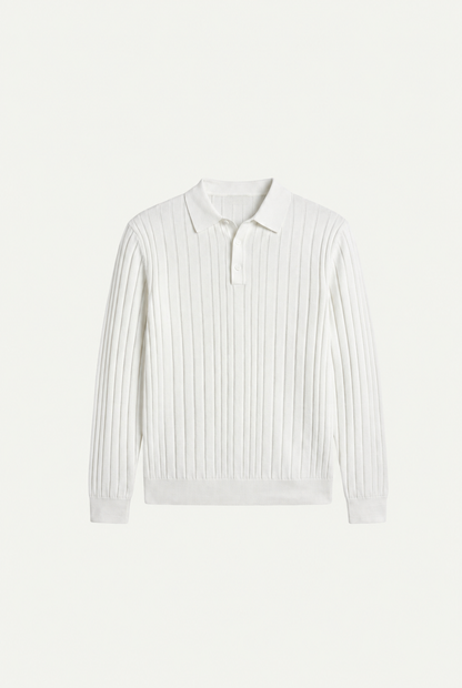 Extrafine Long Sleeve Polo White