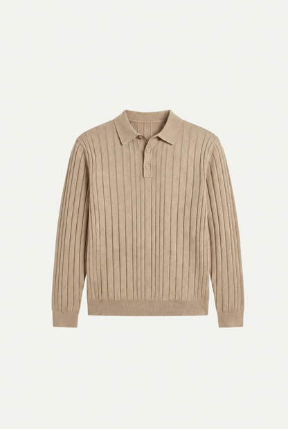 Extrafine Long Sleeve Polo Sand