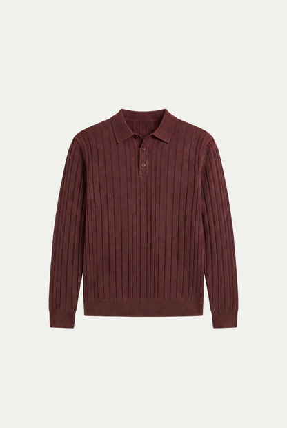 Extrafine Long Sleeve Polo Burgundy