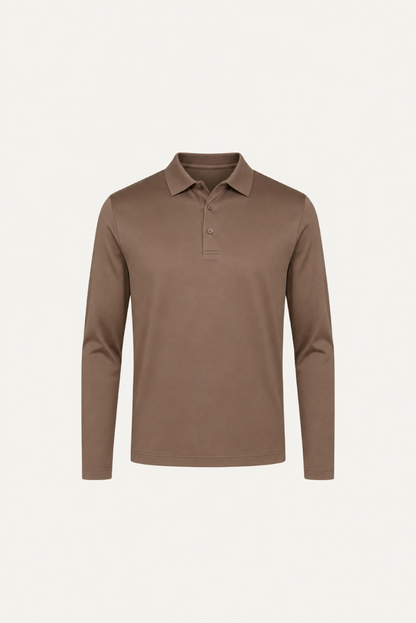 Taupe Long Sleeve Polo