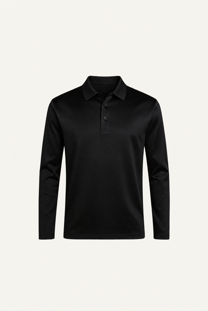 Black Long Sleeve Polo