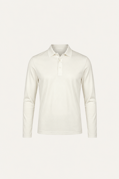White Long Sleeve Polo