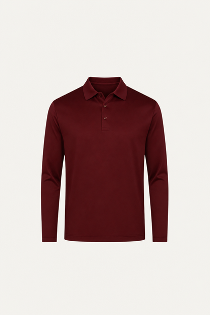 Burgundy Long Sleeve Polo