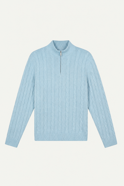 Cashmere Quarter Zip Baby Blue