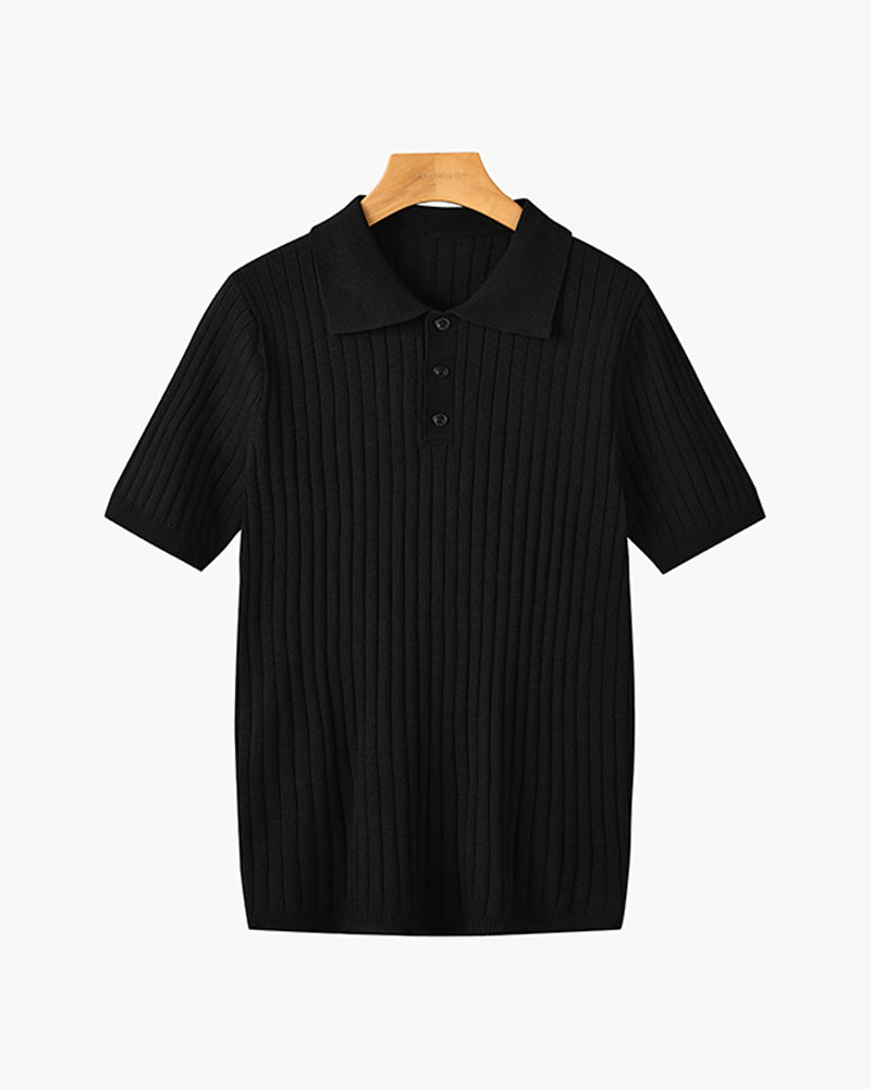 Visconti Knitted Polo Shirt - Black