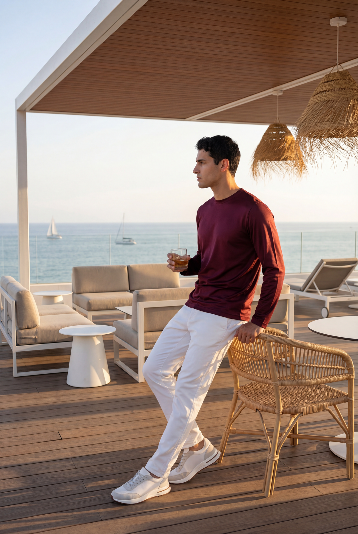 Portofino Long Sleeve Tee Burgundy