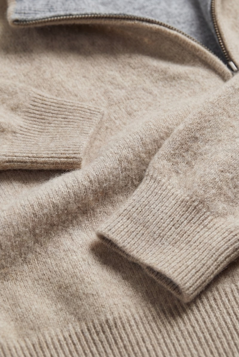 Cashmere Full-Zip Knit Beige