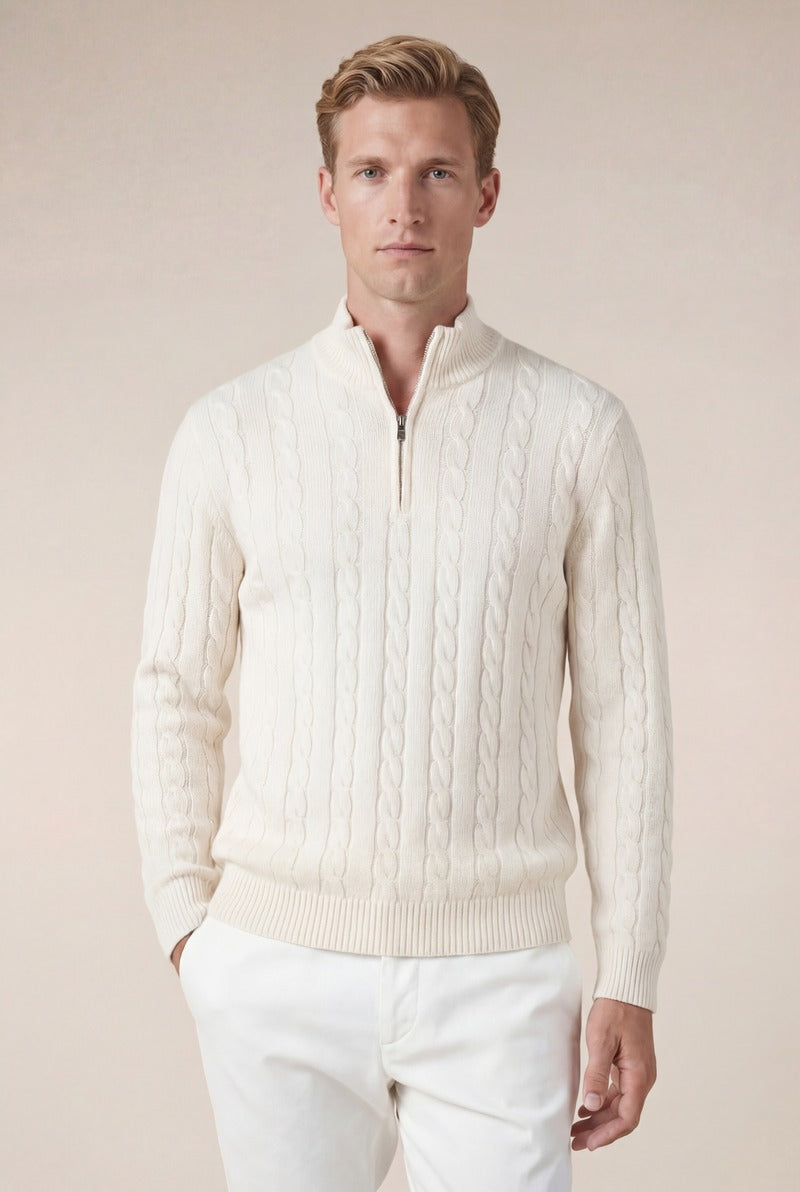 Cashmere Quarter Zip Beige