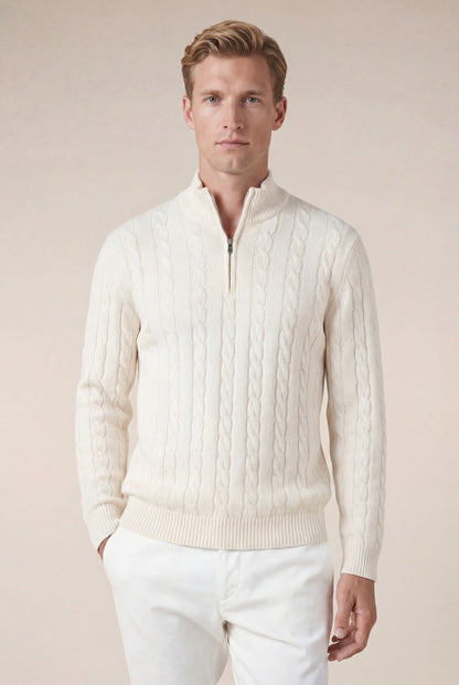 Cashmere Quarter Zip Beige