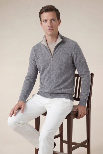 Cashmere Full-Zip Knit Grey