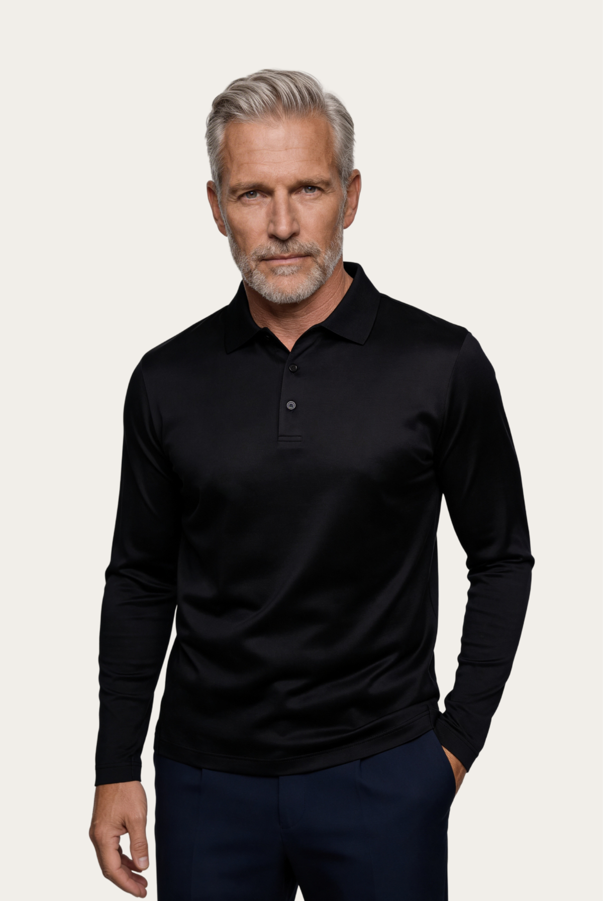Black Long Sleeve Polo