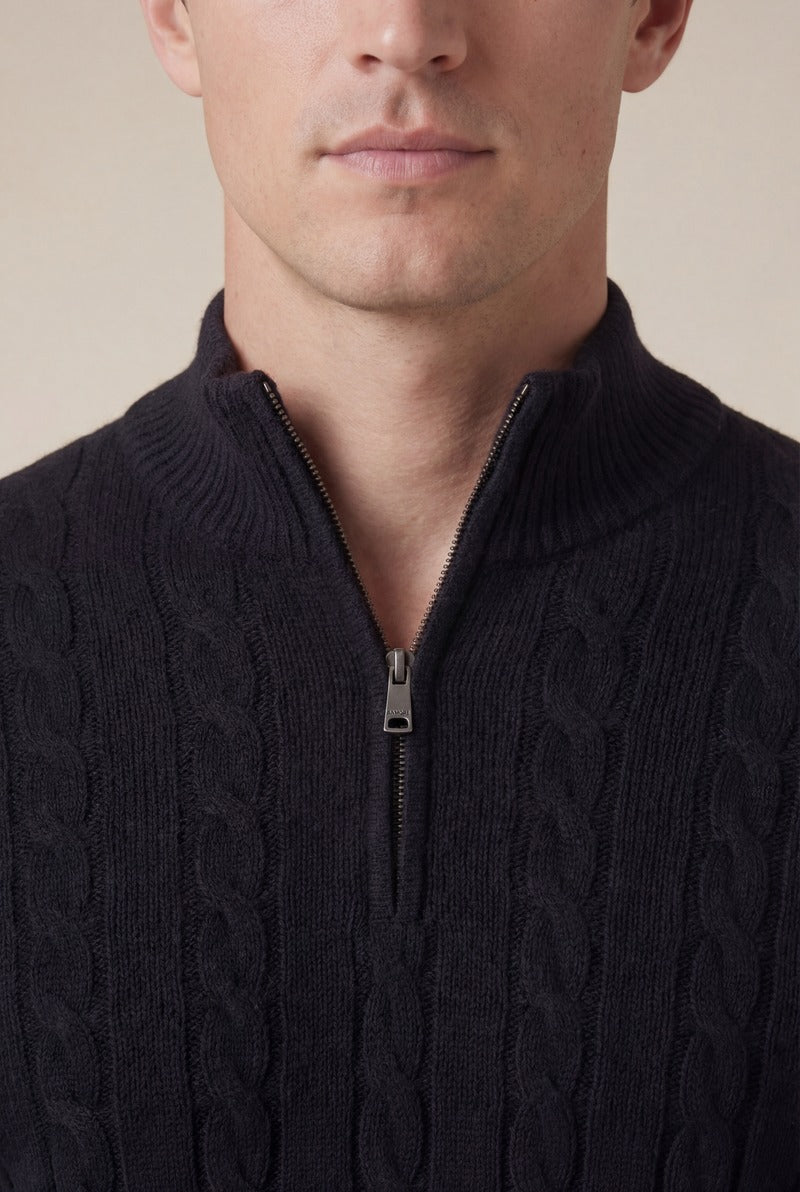Cashmere Quarter Zip Black