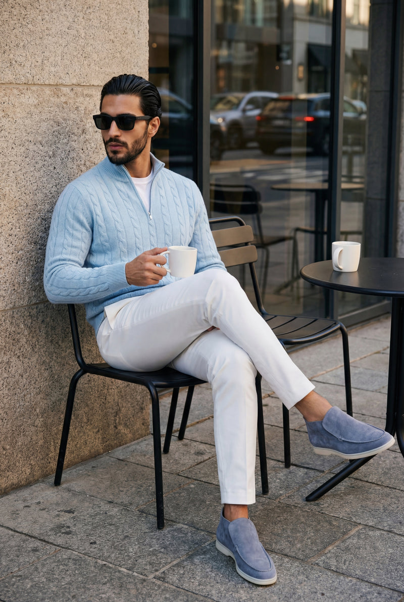 Cashmere Quarter Zip Baby Blue