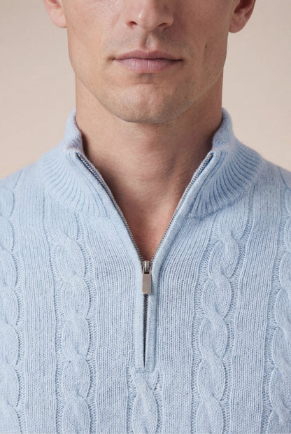 Cashmere Quarter Zip Baby Blue